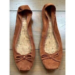 Korks Pianosa Ballet Flats Size W 8 Square Toe Brow Suede Leather Slip On‎ Shoe